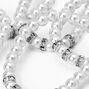 Pearl and Silver-tone Beaded Stretch Bracelets - 5 Pack,