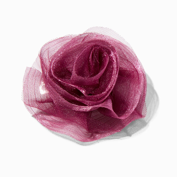 Purple Rosette Flower Hair Clip,