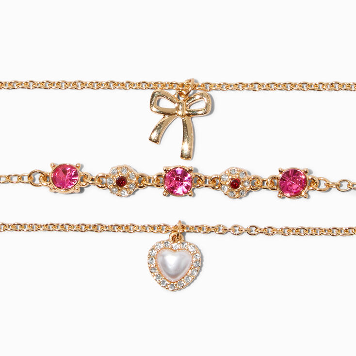 Claire&#39;s Club Gold Holiday Charm Bracelets - 3 Pack,