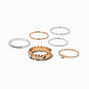Mixed Metal Slanted Crystal Rings - 6 Pack ,