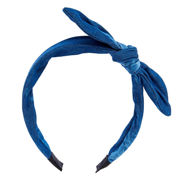 Denim Knotted Bow Headband,