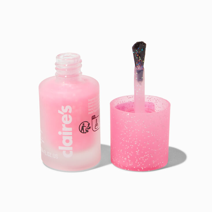 Matte Effect Vegan Nail Polish - Hot Pink Glitter,