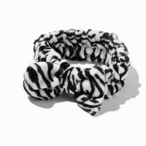 Zebra Furry Makeup Bow Headwrap,