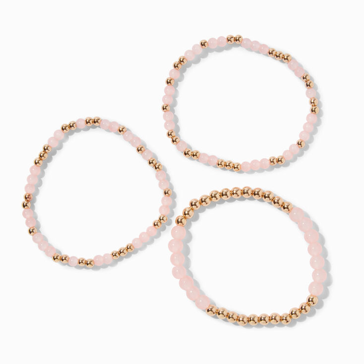 Blush Pink Beaded Stretch Bracelets - 3 Pack,