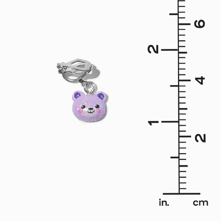 Purple Bear Clip-On Earrings,