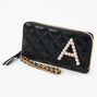 Initial Pearl Wristlet - Black, A,