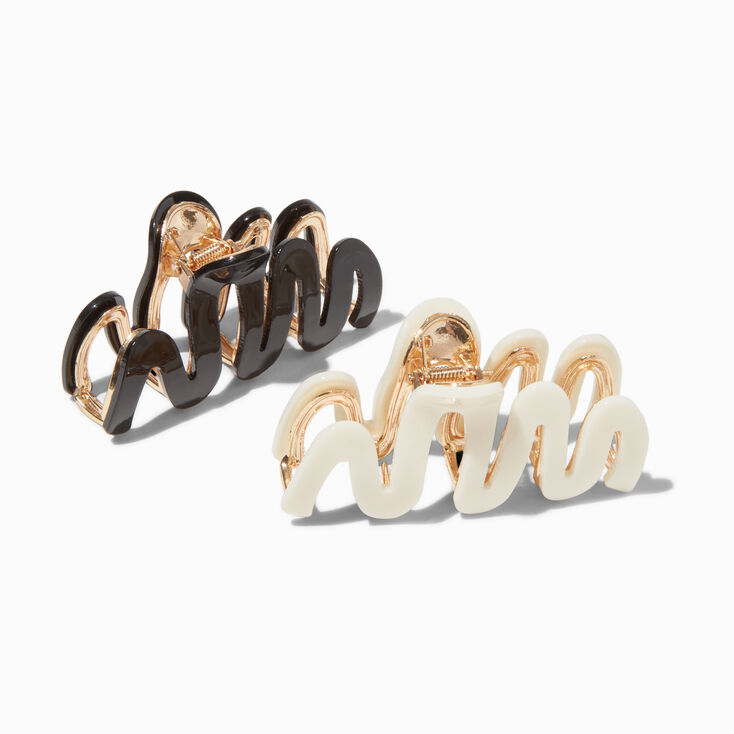 Black &amp; Cream Squiggle Hair Claws - 2 Pack,