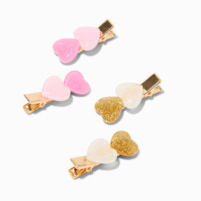 Claire&#39;s Club Pink &amp; Gold Glitter Hair Clips - 4 Pack,