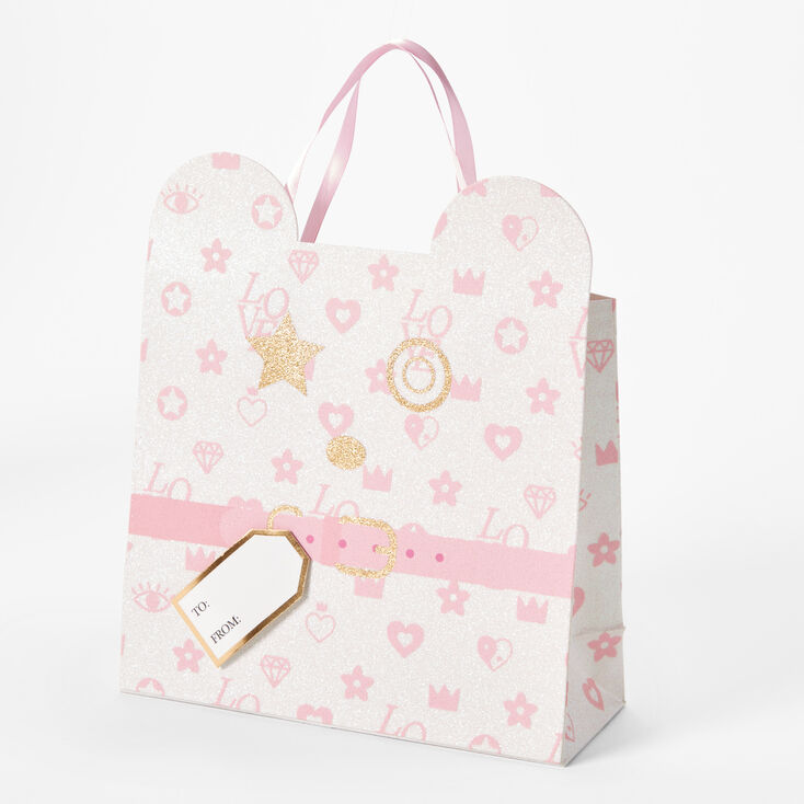 Medium 3D Bear Patterned Gift Bag - Pink,