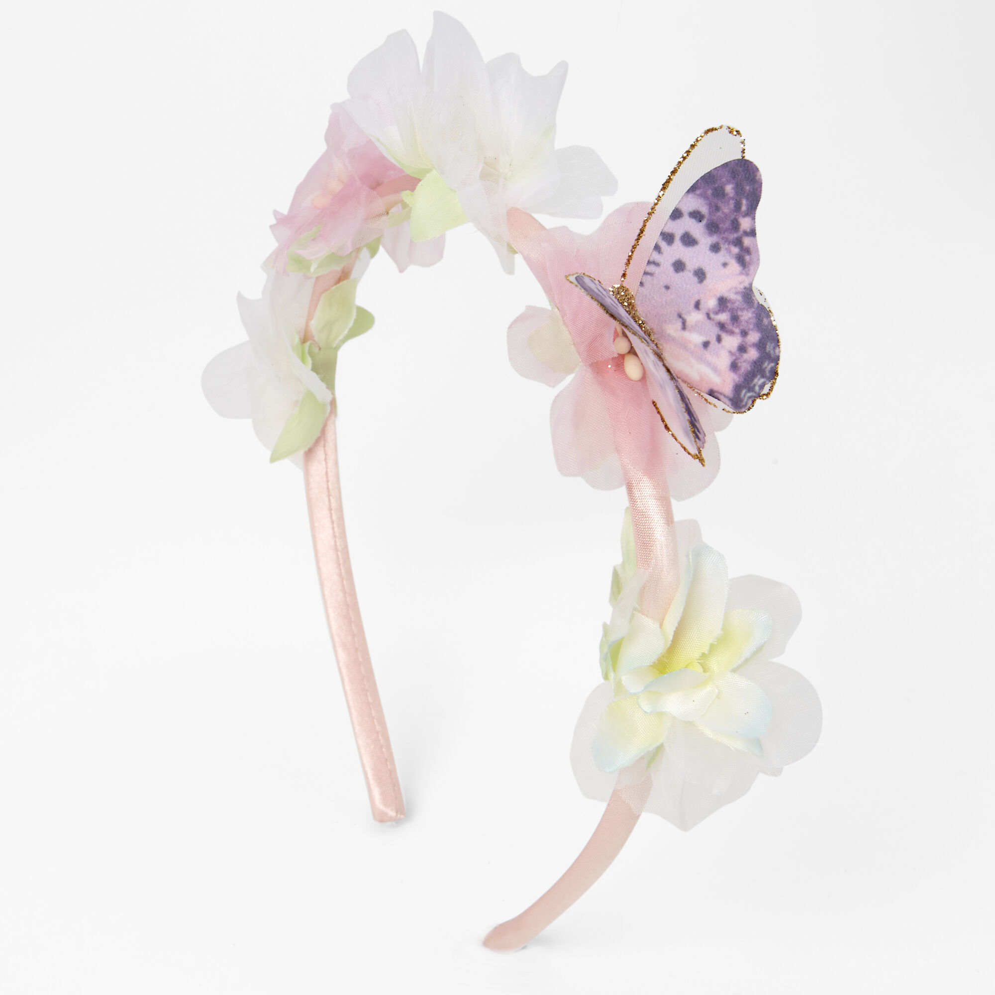 Claire's Club Pastel Pink Floral Butterfly Headband,