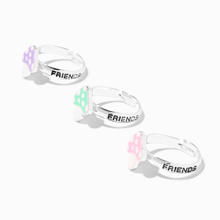 Best Friends Enamel Mushrooms Adjustable Rings - 3 Pack,