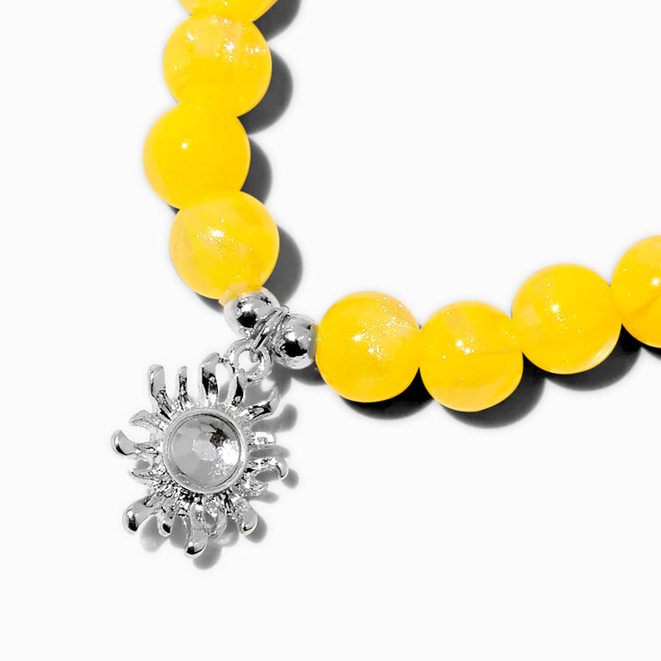 Sun Charm Yellow Beaded Stretch Bracelet,