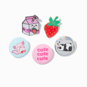 Strawberry Milk Round Button &amp; Pin Set - 5 Pack,