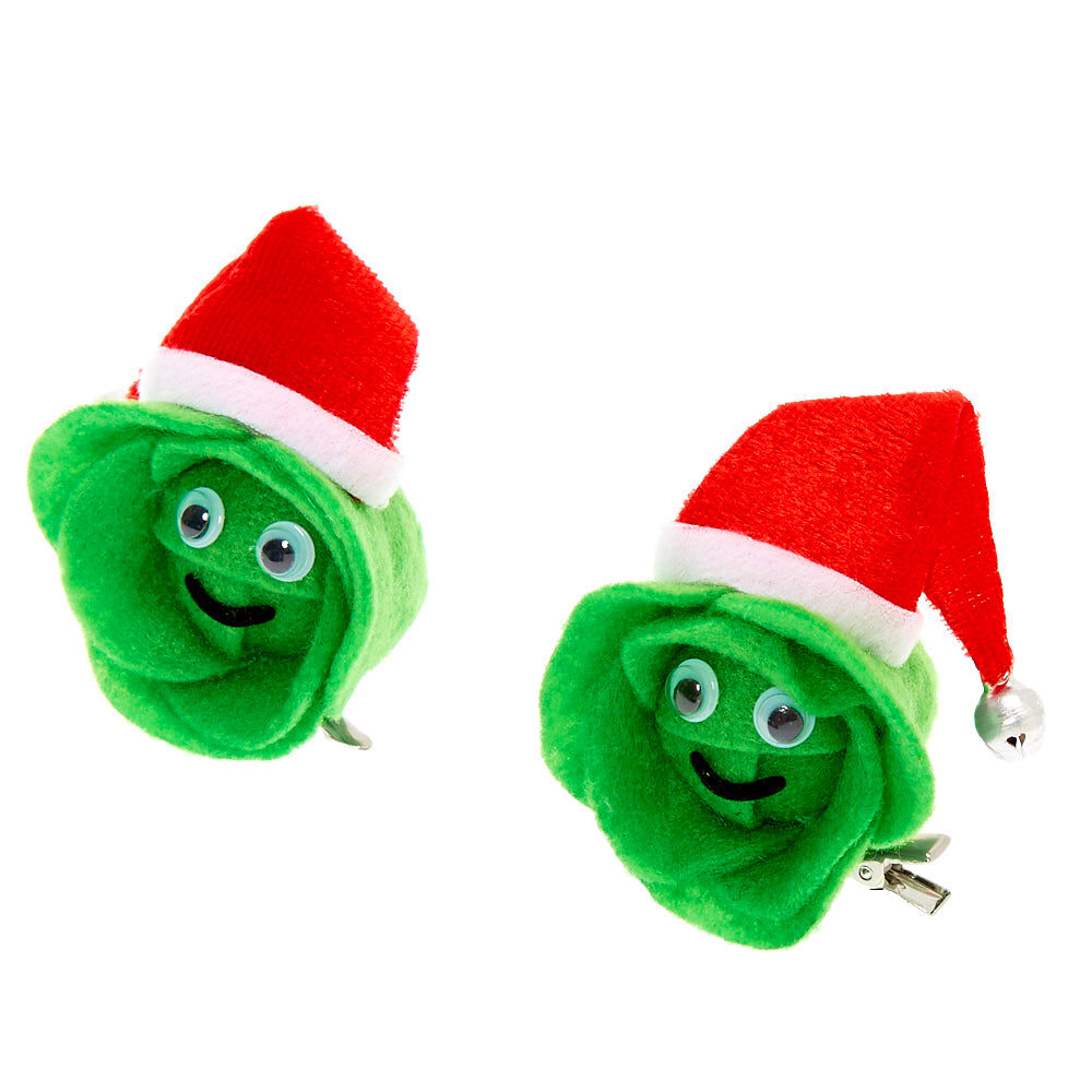 Christmas Brussel Sprouts Hair Clips - Green, 2 Pack,