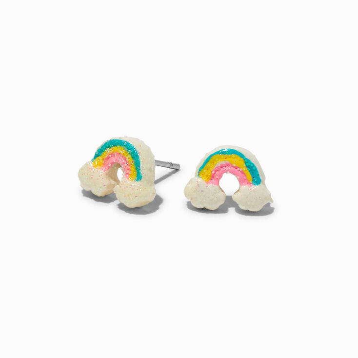 Glitter Rainbow Stud Earrings,