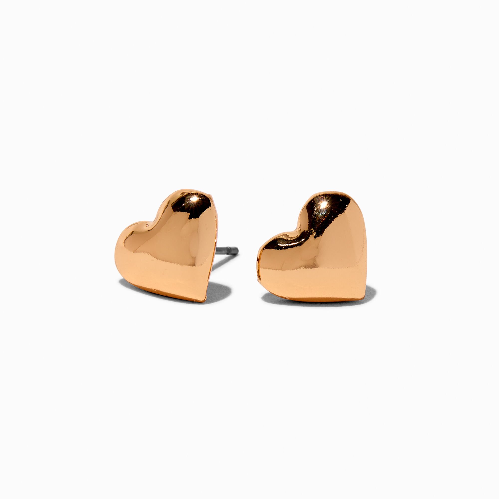 Gold-tone Puffy Heart Stud Earrings,
