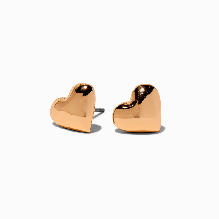 Clous d&#39;oreilles c&oelig;ur bomb&eacute; couleur dor&eacute;e,