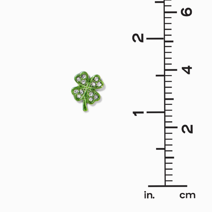 Green Crystal Shamrock Stud Earrings,