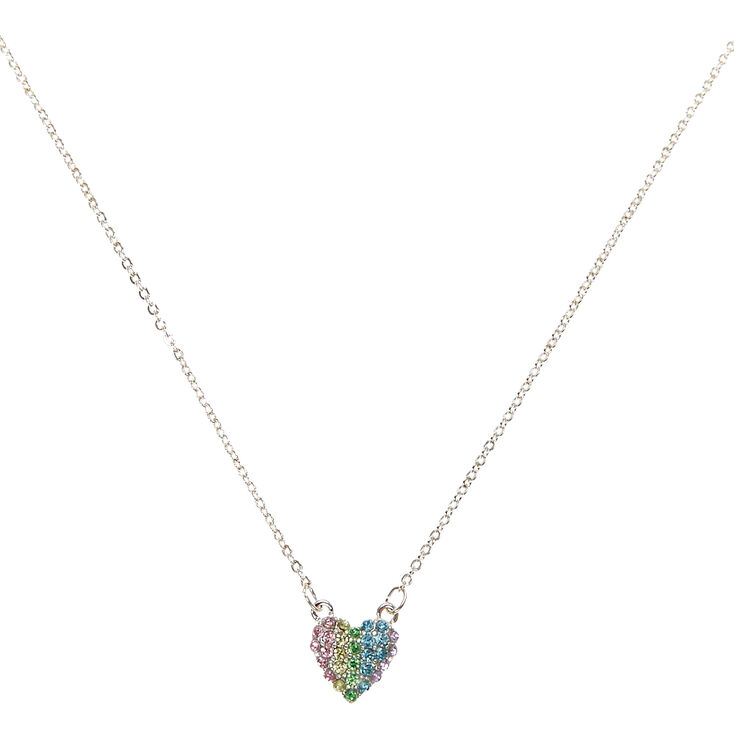 Pastel Crystal Tiny Heart Pendant Necklace | Claire's US