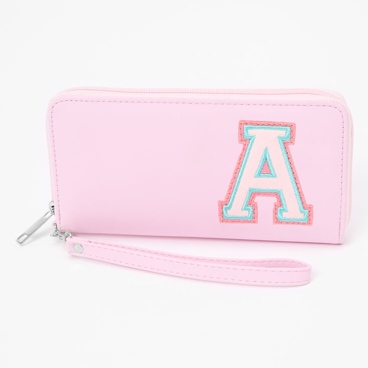 Pink Varsity Initial Wristlet - A,