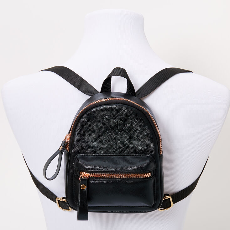 Claire's Club Faux Leather Black Mini Backpack