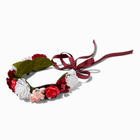 Burgundy Flower Crown Headwrap,