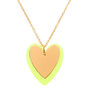 Gold Neon Double Heart Long Pendant Necklace - Yellow,