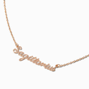 Gold-tone Script Zodiac Pendant Necklace - Sagittarius,