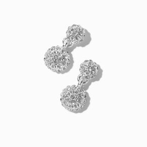 Silver-tone Pav&eacute; Fireball Stack Drop Earrings,