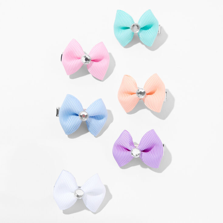 Claire&#39;s Club Pastel Gem Hair Bow Clips - 6 Pack,