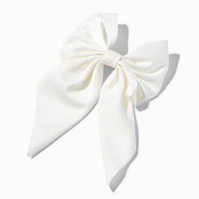 White Satin Bow Barrette Hair Clip,