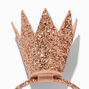 Claire&#39;s Club Rose Gold Glitter Crown Headband,