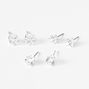 Silver Cubic Zirconia 5MM Round Stud Earrings - 3 Pack,