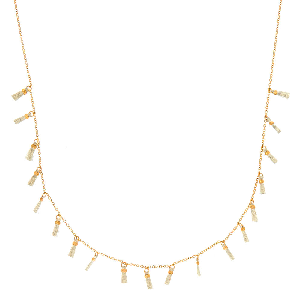 Silver Tassel Statement Necklace,