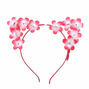 Kids Light Up Pink and White Flowers Cat Ears Headband,