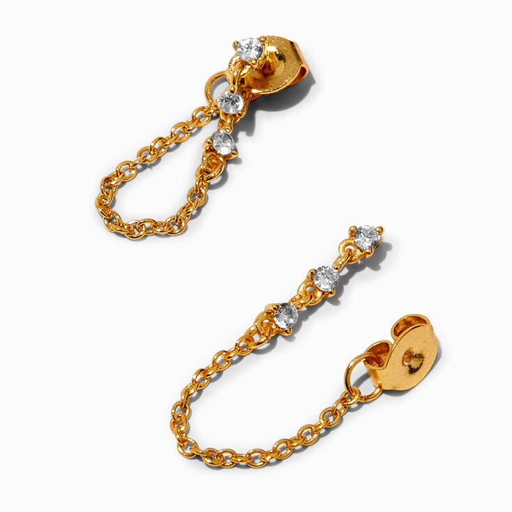 C LUXE by Claire&#39;s 18k Yellow Gold Plated Cubic Zirconia Trio Front &amp; Back Earrings,