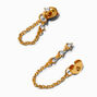 Gold-tone Cubic Zirconia Trio Front and Back Earrings,