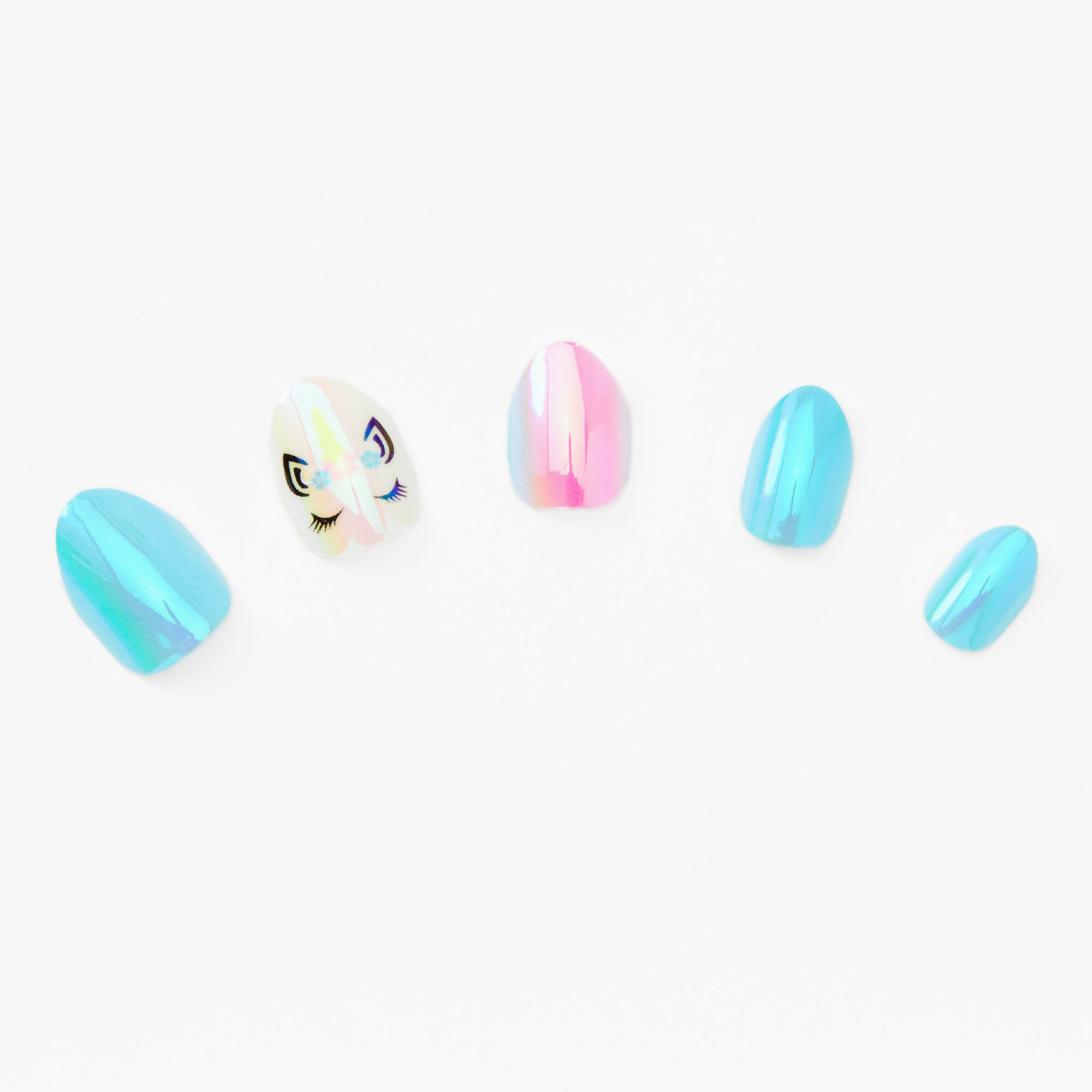 Holographic Unicorn Stiletto Vegan Press On Faux Nail Set - 24 Pack,