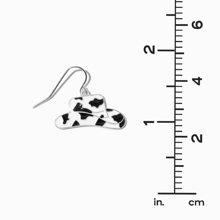 Cowprint Cowboy Hat 1&quot; Drop Earrings,