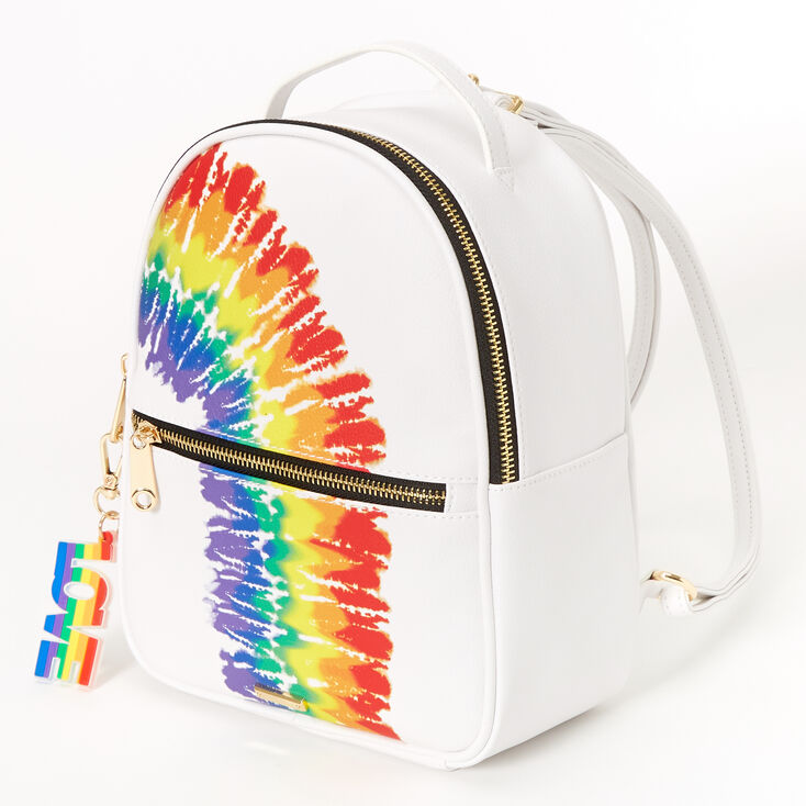 Rainbow Tie Dye Small Backpack - White,