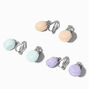 Silver-tone 1&quot; Macaron Clip-On Drop Earrings - 3 Pack,