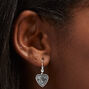 Silver Heart Fortune Teller Pendant Necklace &amp; Drop Earrings Set - 2 Pack,