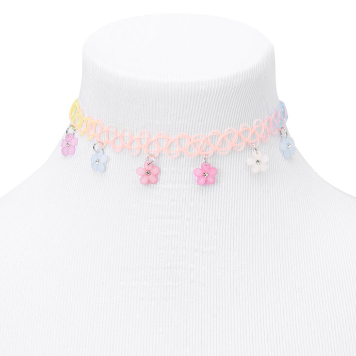 Pastel Flower Power Tattoo Choker Necklace,