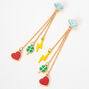 Gold Turquoise Evil Eye Heart Lightning Drop Earrings,