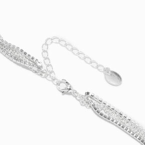 Silver Pearl Multi Strand Chain Necklace,