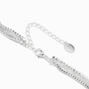Silver-tone Pearl Multi Strand Chain Necklace,