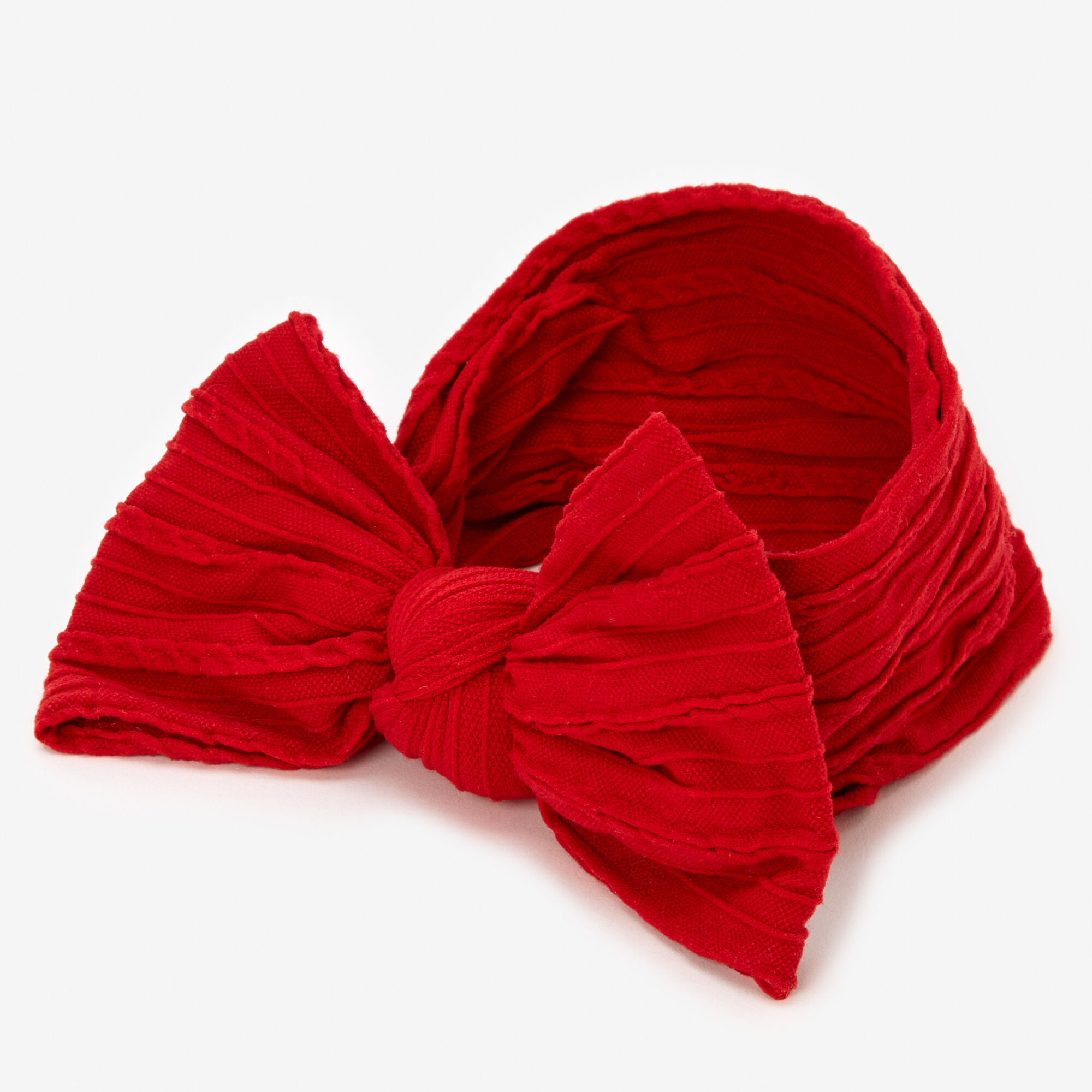 View Claires Club Nylon Ribbed Bow Headwrap Red information
