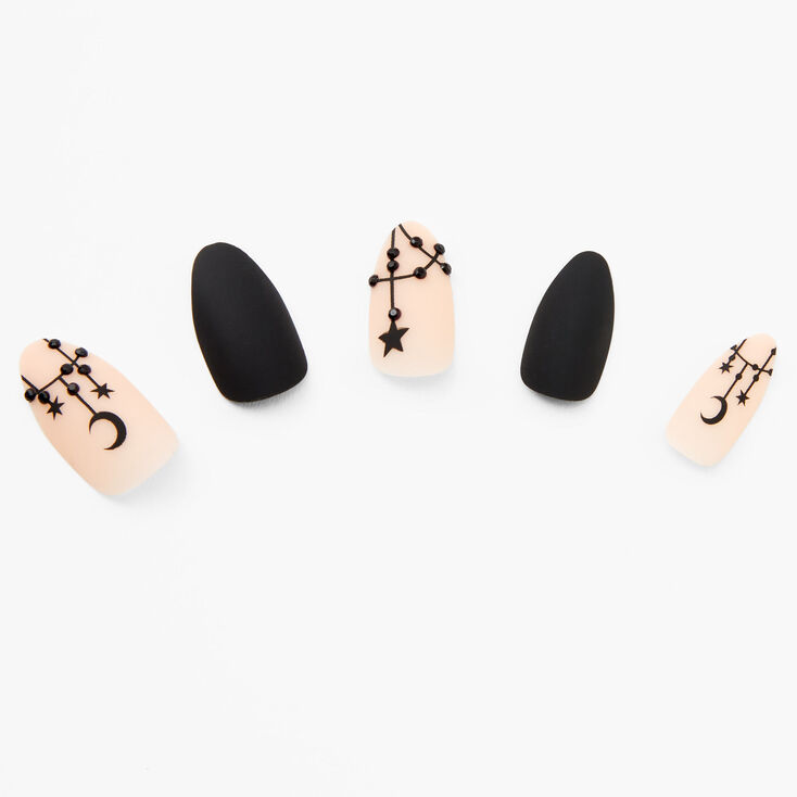 Faux ongles stiletto 3D lune et &eacute;toiles mystiques - Lot de 24,