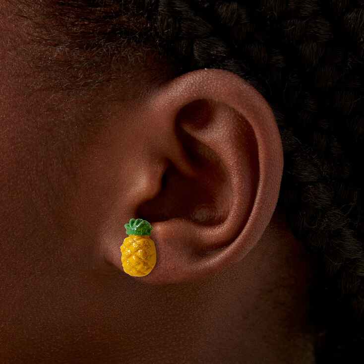 Puffy Pineapple Stud Earrings,