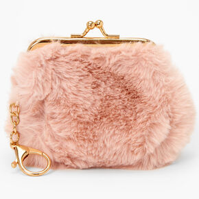 Furry Mini Coin Pouch - Blush Pink,
